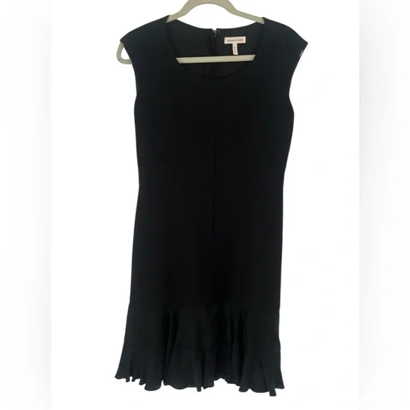 REBECCA TAYLOR Stacy Fit-&-Flare Flounce Black Dress. size 6 women’s work or fun - Picture 8 of 11